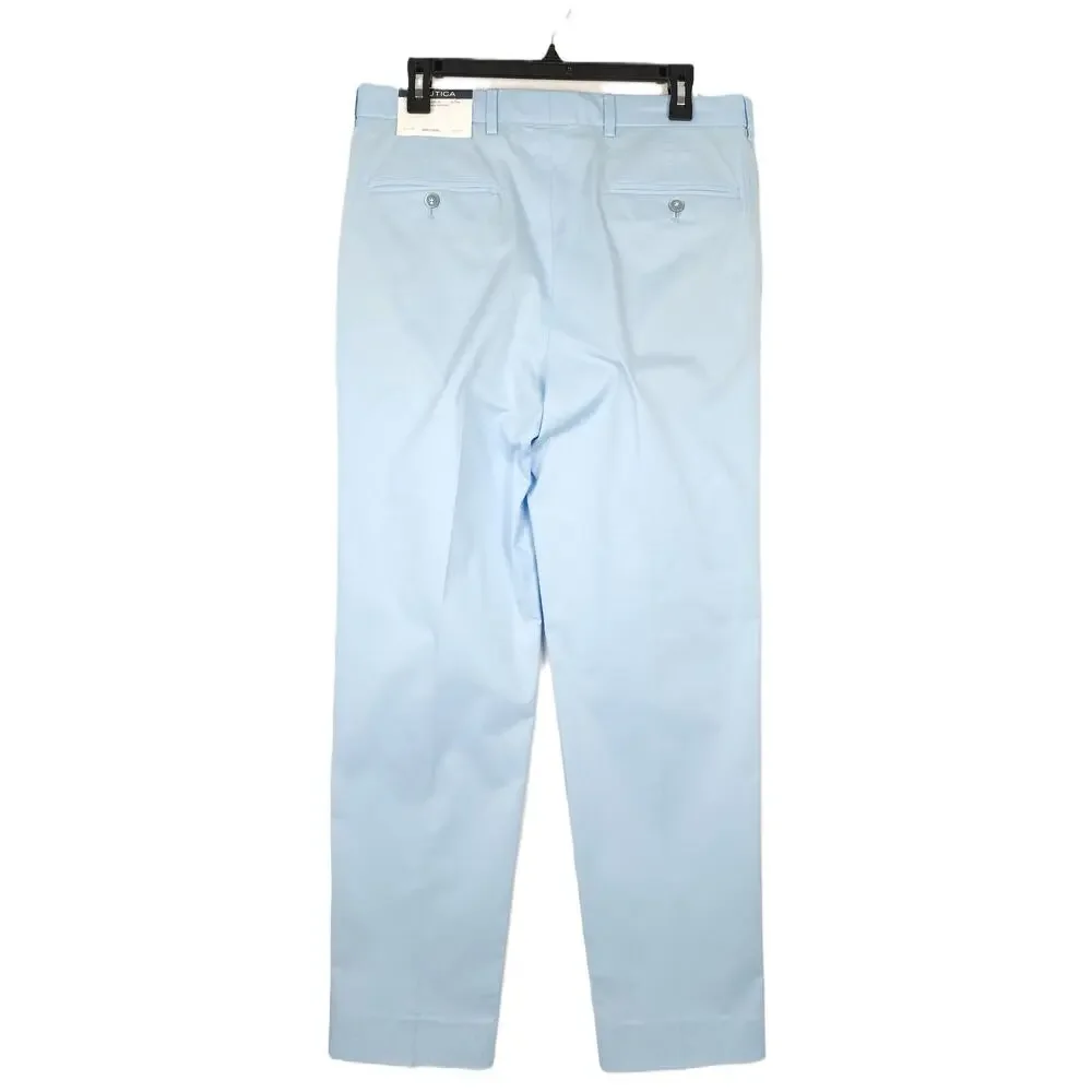 Nautica Mens Modern Fit 2 Piece Suit 40S 34x32 Light Blue Solid Stretch Cotton